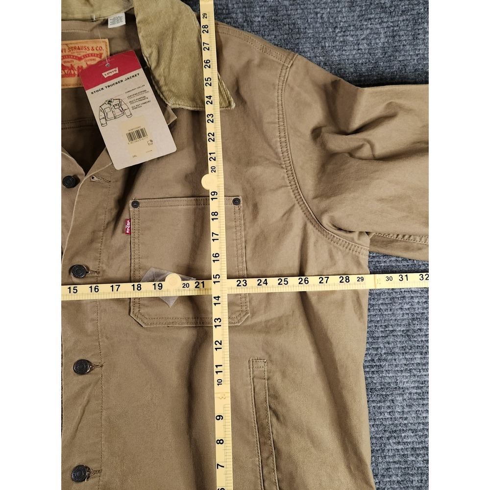 Levis Stock Trucker Jacket Mens 3XL Tan Canvas Corduroy Collar WaterLess New - Picture 8 of 9
